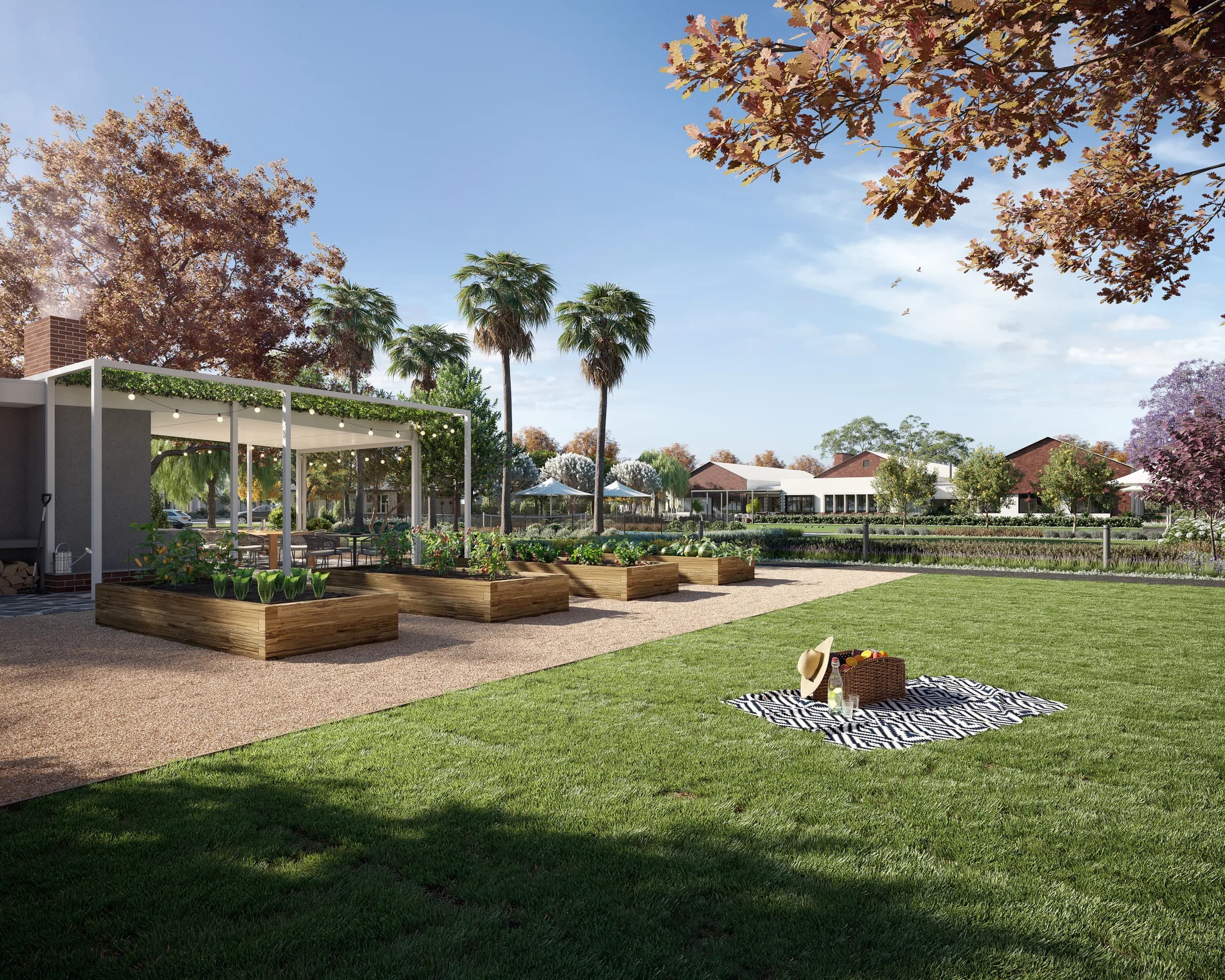 EXTERIOR — CLUBHOUSE - OUTDOOR DINING — architectural visualisation